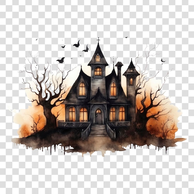 Spooky haunted house illustration