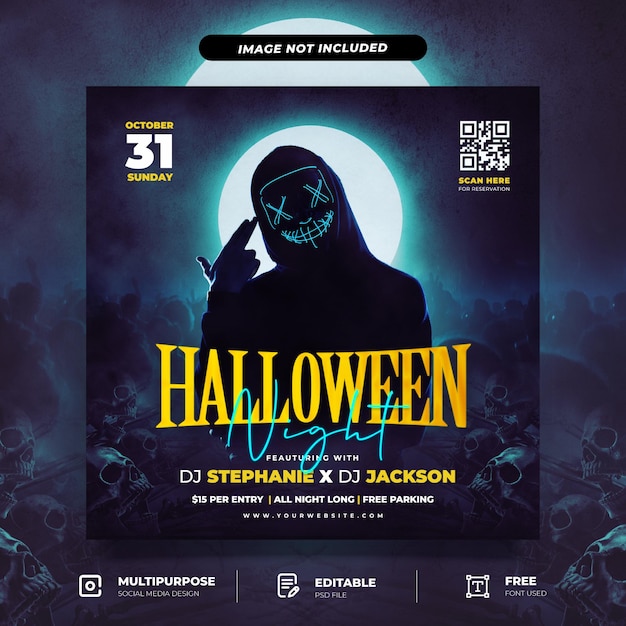 Spooky Night Flyer Social Media Post Template