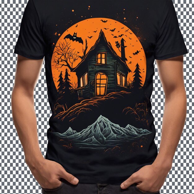 PSD spooky pumpkin design tshirt isolated on transparent background