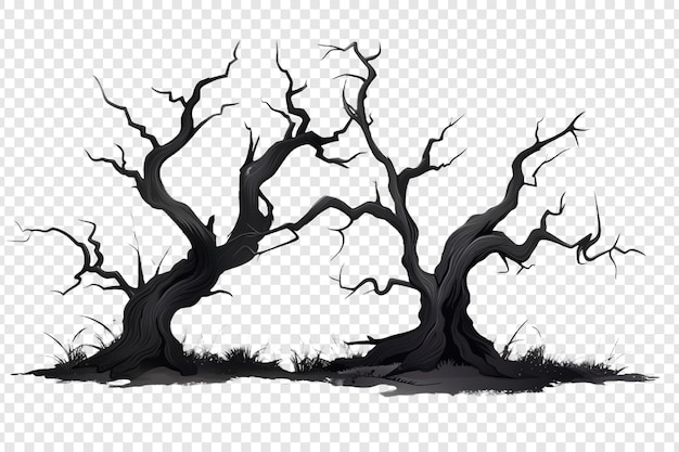 PSD spooky trees isolated on transparent background