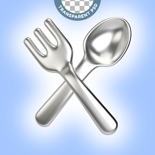 Spoon and Fork 3D Illustration Icon