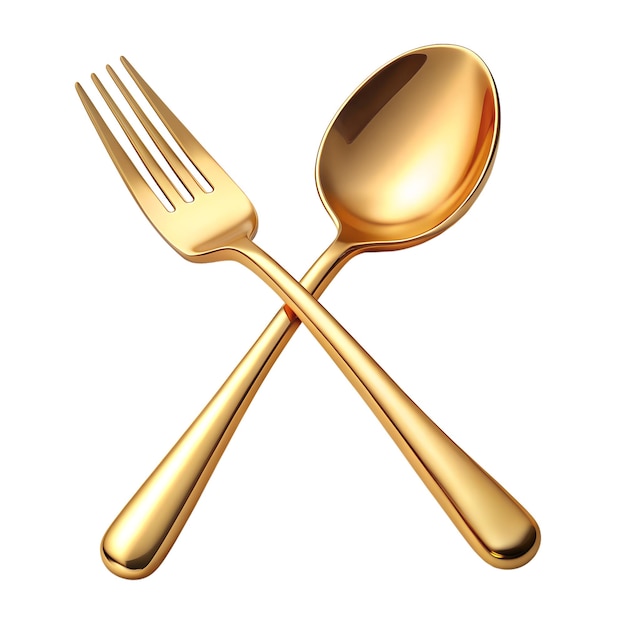 PSD spoon and fork gold isolated on background