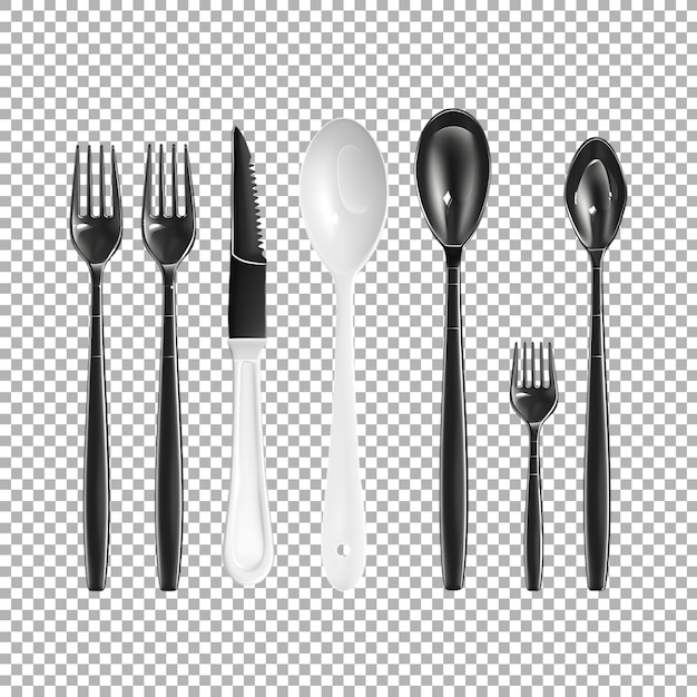 PSD spoon and fork set on transparent background ai generated