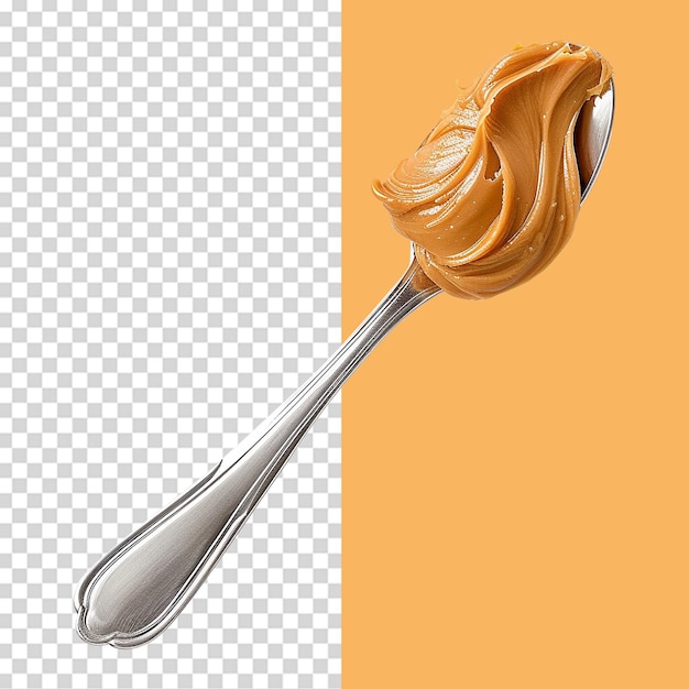 Spoon of peanut butter isolated on transparent background