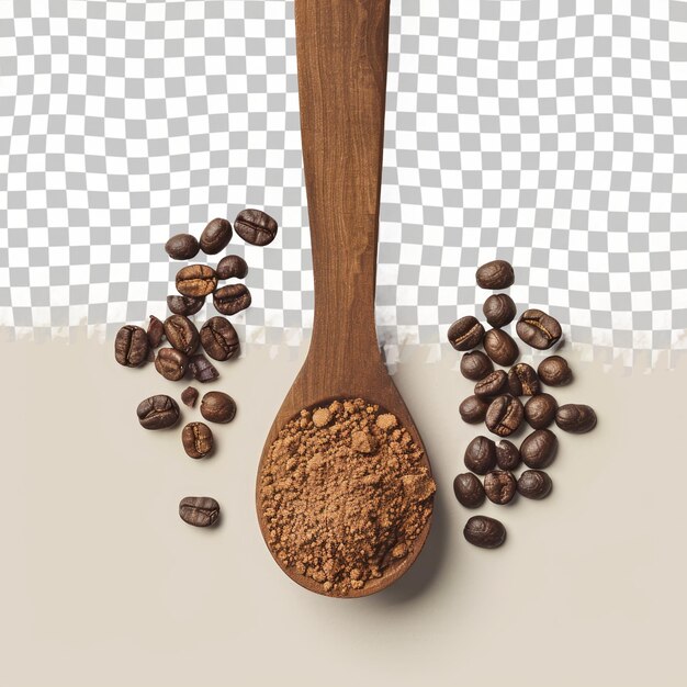 PSD a spoon with coffee beans and a spoon with coffee beans on it