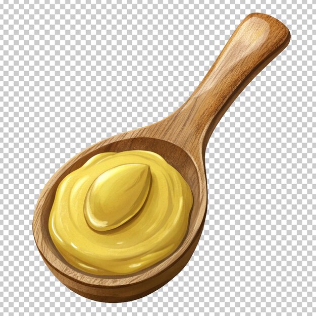 PSD spoon with dijon delicious mustard sauce isolated