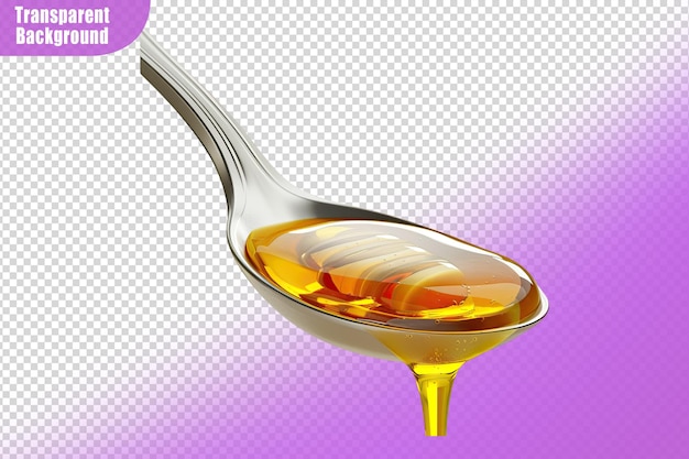 PSD spoon with honey isolated on transparent background