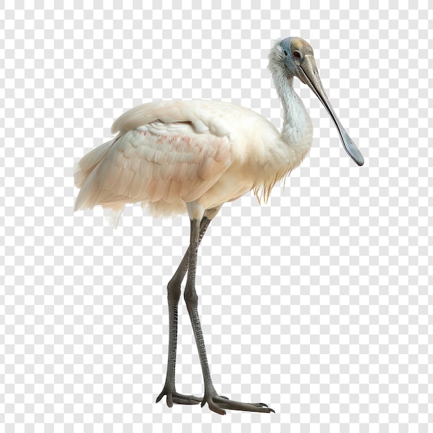 Spoonbill bird side view full body isolate on transparency background PSD