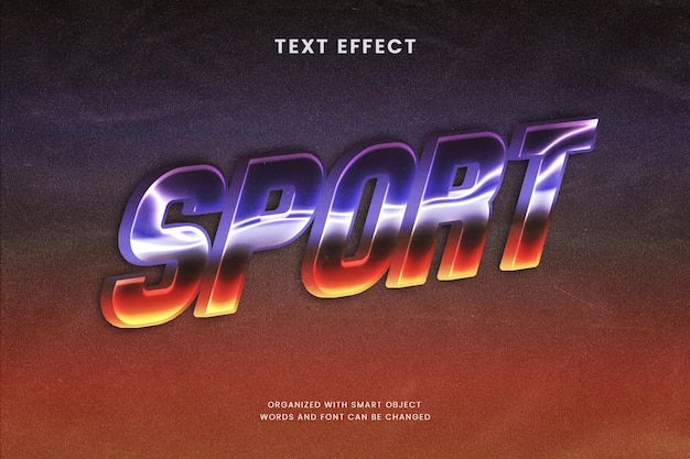 Sport 3d chrome style editable text effect futuristic urban typography