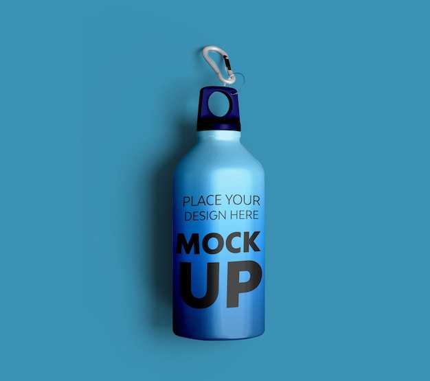 Sport bottle mockup in stainless steel in minimal design