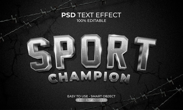 PSD sport champion silver text effect