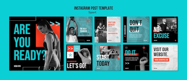 PSD sport concept instagram posts template