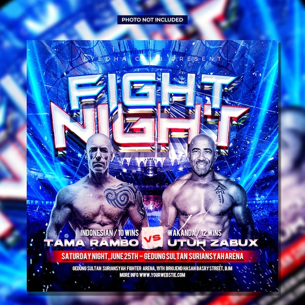 Sport fight night flyer social media post and web banner