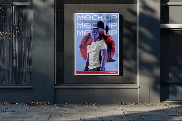 PSD sport poster mockup on city walls