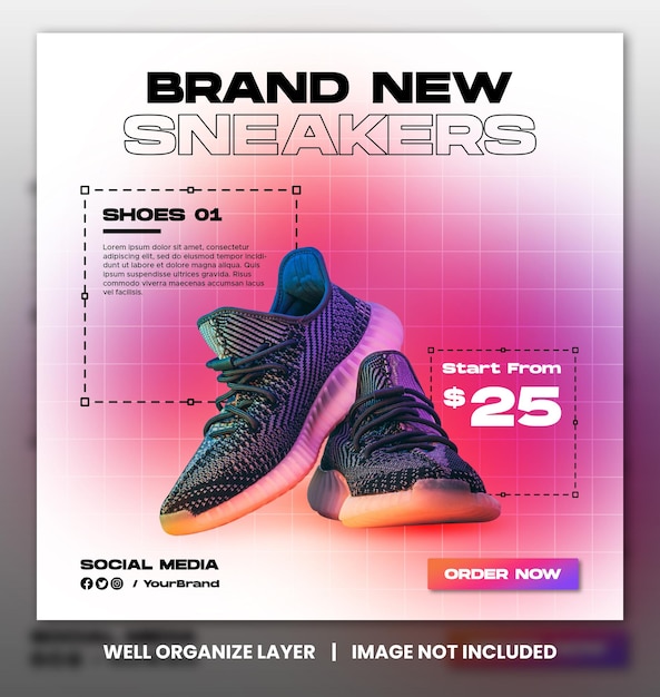 Sport shoes sale gradient modern style for social media instagram post and story stories template design