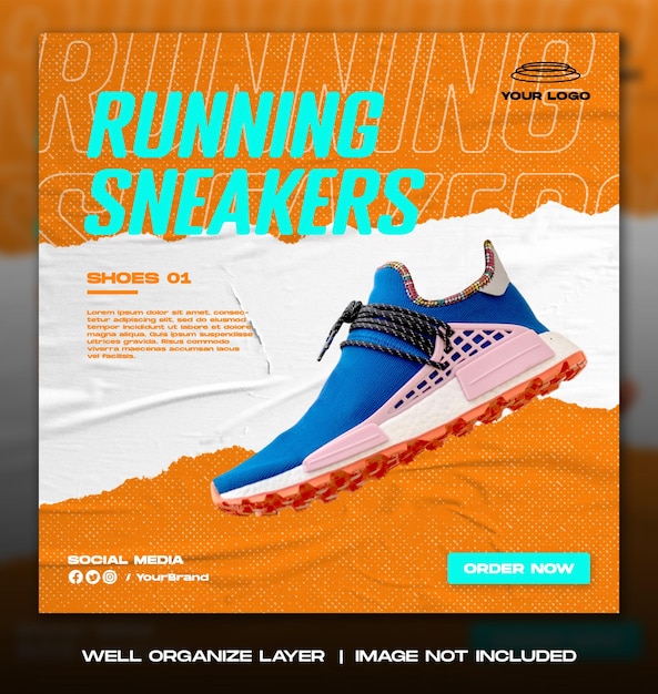 Sport shoes sale for social media instagram post or square banner template design