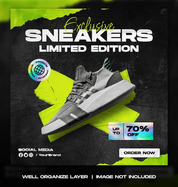 Sport shoes sale for social media instagram post or square banner template design