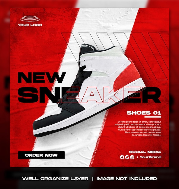 Sport shoes sale for social media instagram post or square banner template design