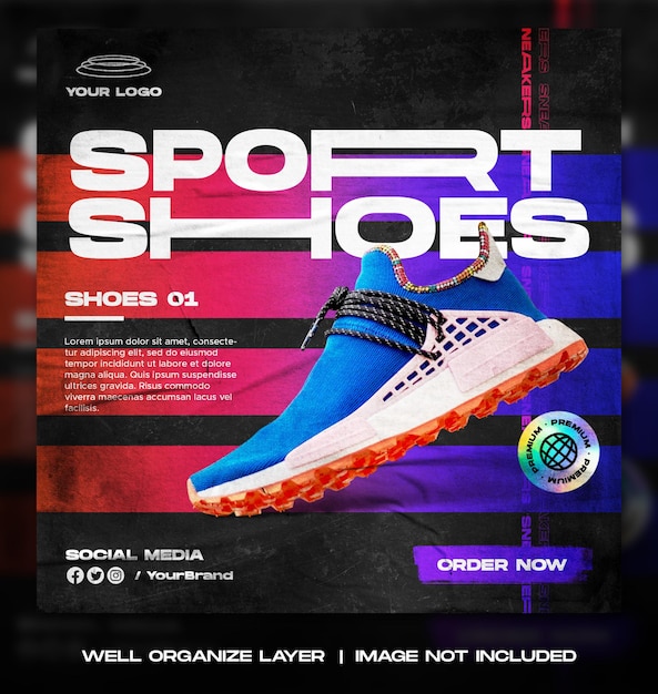 Sport shoes sale for social media instagram post or square banner template design