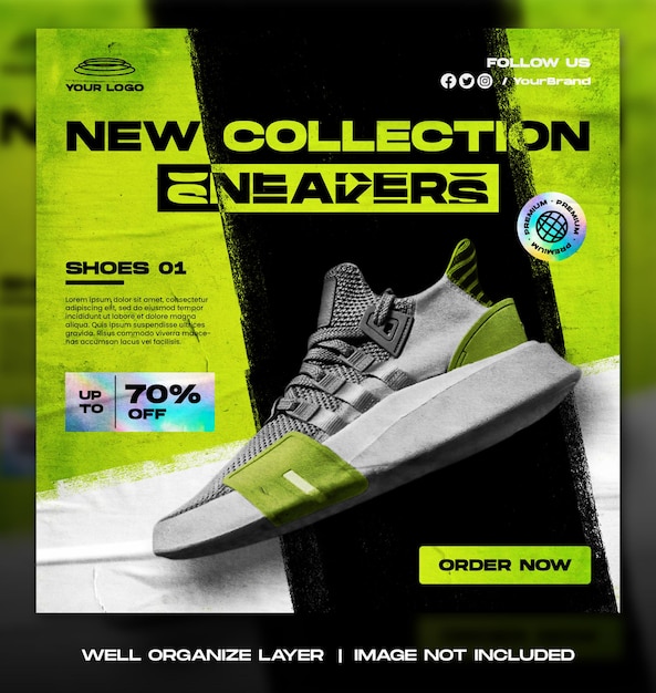 Sport shoes sale for social media instagram post or square banner template design