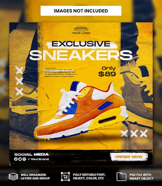 Sport shoes sale for social media instagram post or square banner template design