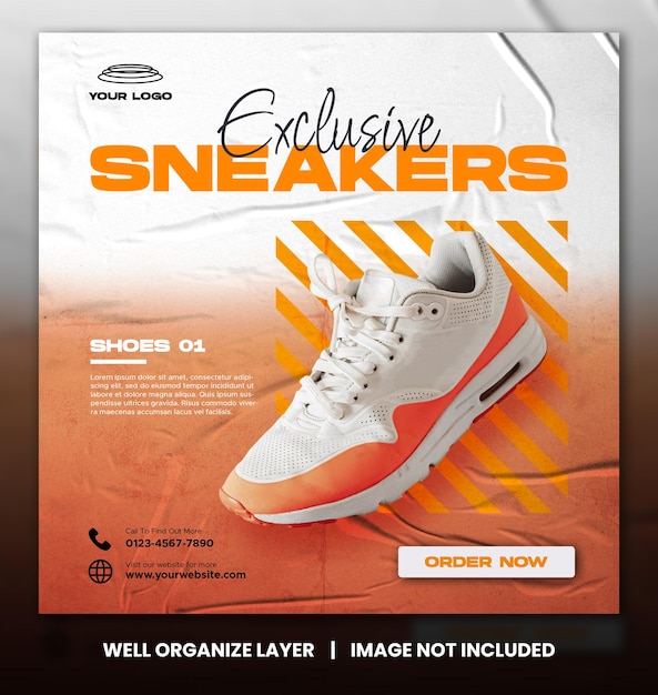 Sport shoes sale for social media instagram post or square banner template design