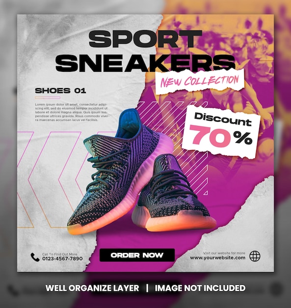 Sport shoes sale for social media instagram post or square banner template design