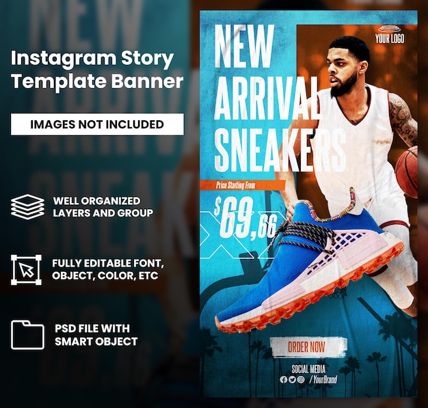 Sport shoes sale for social media instagram post and story stories template design