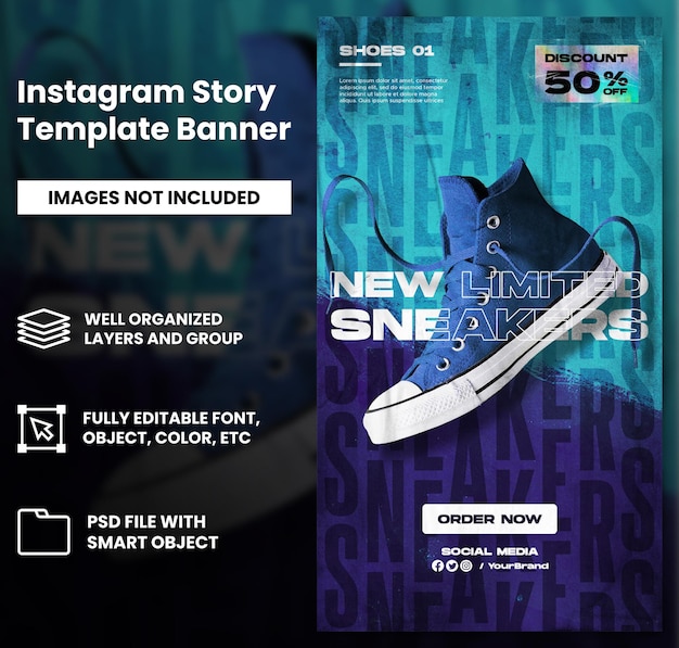 Sport shoes sale for social media instagram post and story stories template design