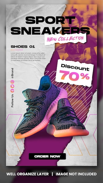 Sport shoes sale for social media instagram post and story stories template design