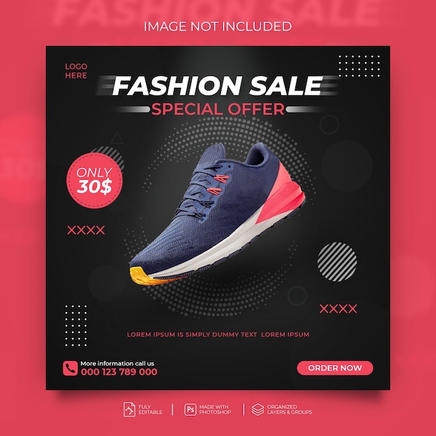 Sport shoes social media and instagram post template