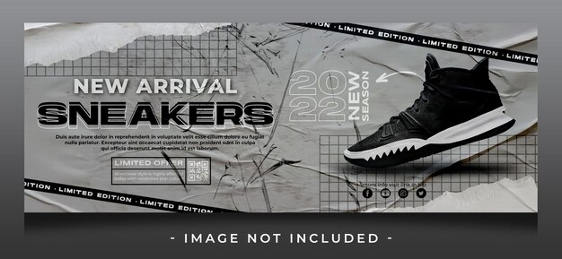 PSD sport sneakers sale for facebook cover lanscape banner