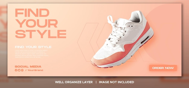 Sport sneakers shoes sale for social media facebook web banner template