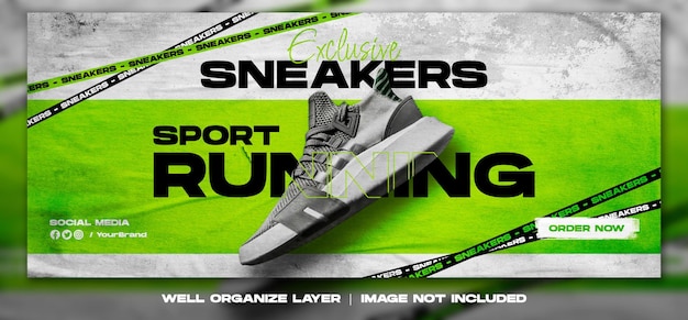 PSD sport sneakers shoes sale for social media instagram post and facebook web banner template