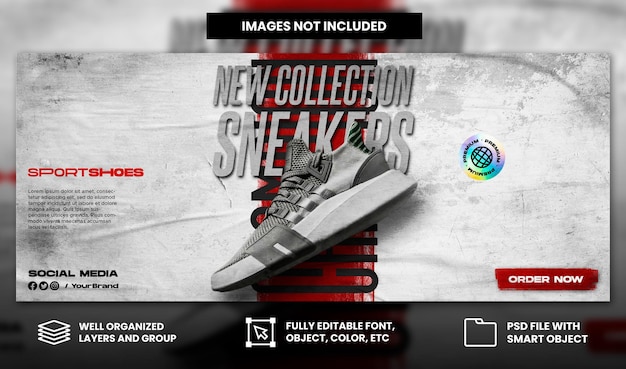 Sport sneakers shoes sale for social media instagram post and facebook web banner template