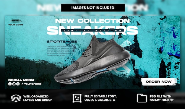 Sport sneakers shoes sale for social media instagram post and facebook web banner template