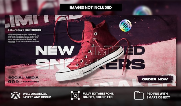 Sport sneakers shoes sale for social media instagram post and facebook web banner template