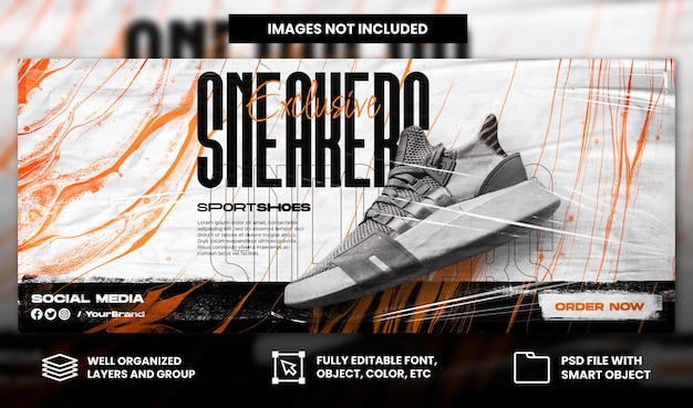 Sport sneakers shoes sale for social media instagram post and facebook web banner template