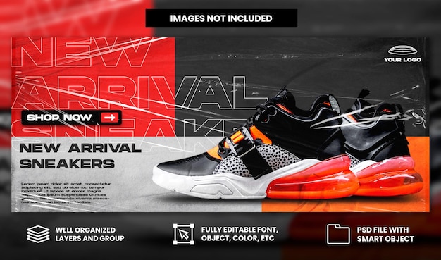 Sport sneakers shoes sale for social media instagram post and facebook web banner template