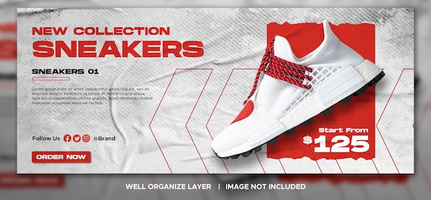 Sport sneakers shoes sale for social media instagram post and facebook web banner template