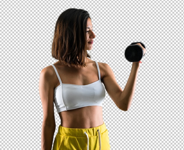 Sport woman making weightlifting