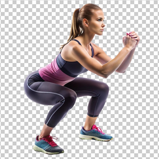 Sport woman stretching on transparent background