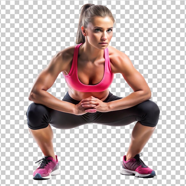 Sport woman stretching on transparent background