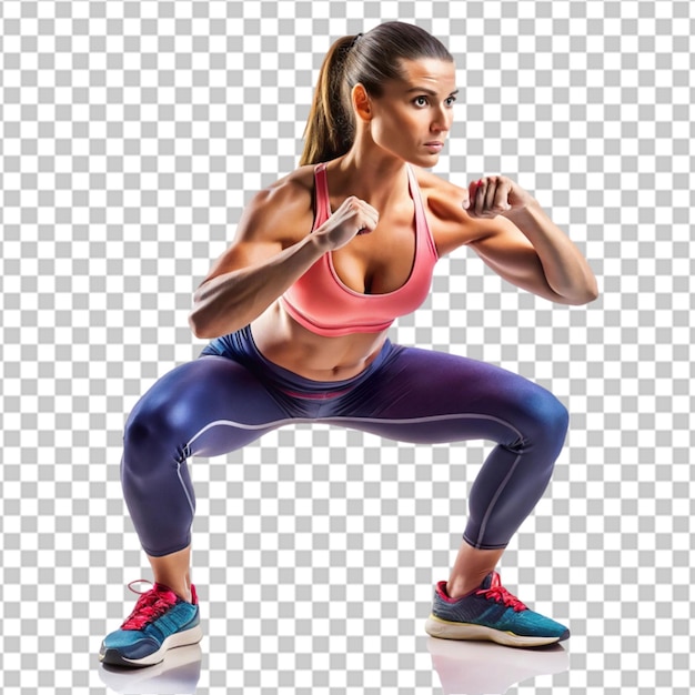 Sport woman stretching on transparent background