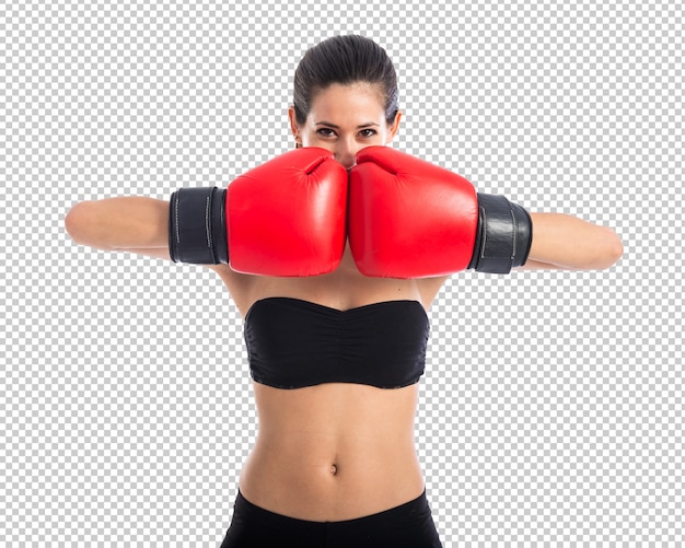 Sport woman with boxing gloves 