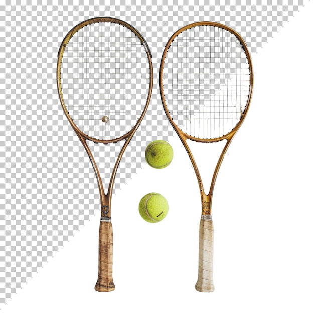 Sports equipment set badminton racket and tennis ball sports day on isolated background