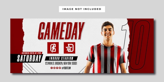 Sports game day league for social media horizontal banner