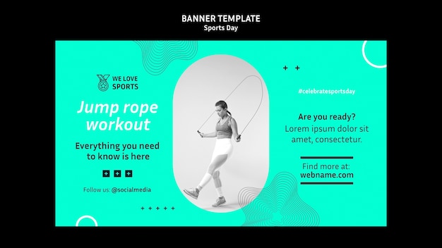 Sports horizontal banner template in abstract style