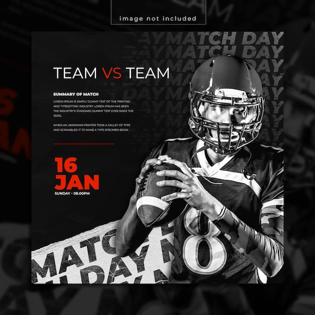 PSD sports social media post match day template design