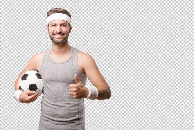 Sporty man with football